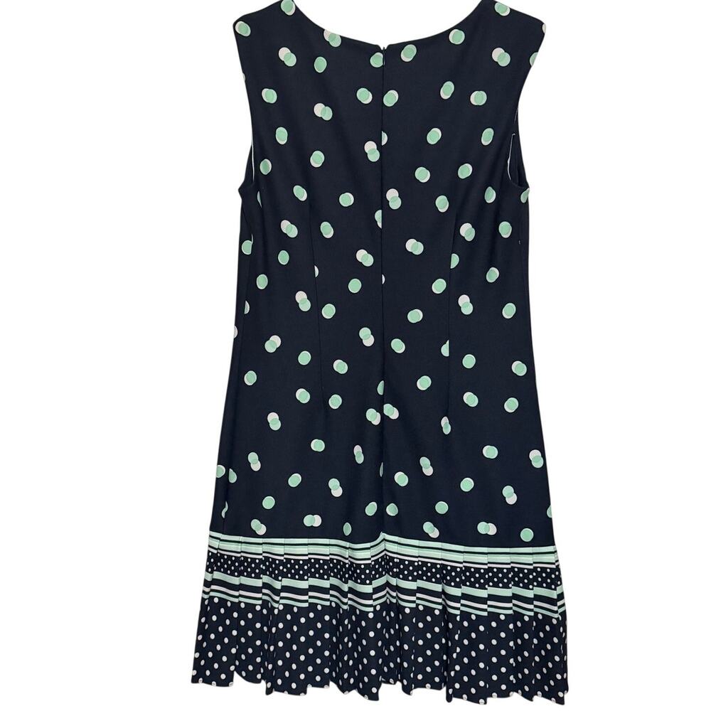 Sandra Darren Women's Blue Teal White Dots Sleeveless Sheath Dress Size 10 - Picture 2 of 6